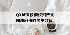 QX城发投债权资产定融政府债的简单介绍