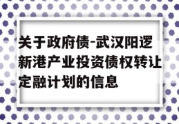 关于政府债-武汉阳逻新港产业投资债权转让定融计划的信息