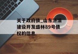 关于政府债_山东济清建设开发盛林89号债权的信息