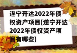 遂宁开达2022年债权资产项目(遂宁开达2022年债权资产项目有哪些)