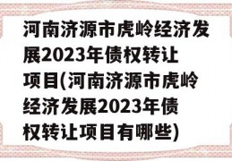 河南济源市虎岭经济发展2023年债权转让项目(河南济源市虎岭经济发展2023年债权转让项目有哪些)