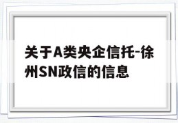 关于A类央企信托-徐州SN政信的信息