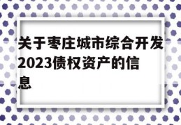 关于枣庄城市综合开发2023债权资产的信息