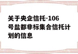 关于央企信托-106号盐都非标集合信托计划的信息