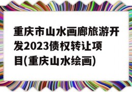 重庆市山水画廊旅游开发2023债权转让项目(重庆山水绘画)