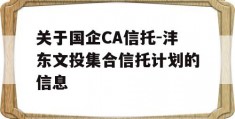 关于国企CA信托-沣东文投集合信托计划的信息