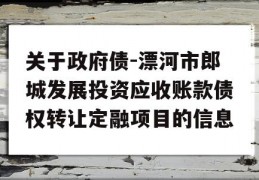 关于政府债-漂河市郎城发展投资应收账款债权转让定融项目的信息