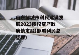 山东邹城市利民建设发展2023债权资产政府债定融(邹城利民总经理)