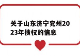 关于山东济宁兖州2023年债权的信息