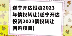 遂宁开达投资2023年债权转让(遂宁开达投资2023债权转让回购项目)