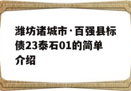 潍坊诸城市·百强县标债23泰石01的简单介绍