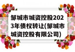 邹城市城资控股2023年债权转让(邹城市城资控股有限公司)