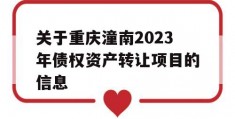 关于重庆潼南2023年债权资产转让项目的信息