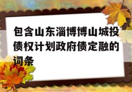 包含山东淄博博山城投债权计划政府债定融的词条