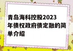 青岛海科控股2023年债权政府债定融的简单介绍