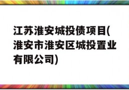 江苏淮安城投债项目(淮安市淮安区城投置业有限公司)