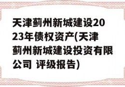 天津蓟州新城建设2023年债权资产(天津蓟州新城建设投资有限公司 评级报告)