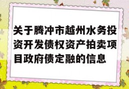 关于腾冲市越州水务投资开发债权资产拍卖项目政府债定融的信息