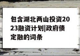 包含湖北两山投资2023融资计划|政府债定融的词条