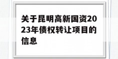 关于昆明高新国资2023年债权转让项目的信息