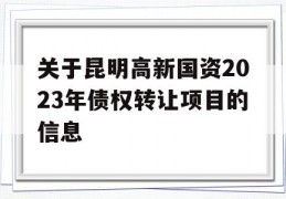 关于昆明高新国资2023年债权转让项目的信息