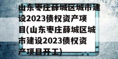 山东枣庄薛城区城市建设2023债权资产项目(山东枣庄薛城区城市建设2023债权资产项目开工)