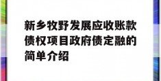 新乡牧野发展应收账款债权项目政府债定融的简单介绍