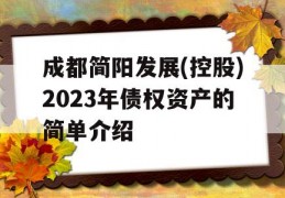 成都简阳发展(控股)2023年债权资产的简单介绍