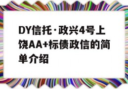 DY信托·政兴4号上饶AA+标债政信的简单介绍