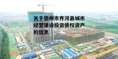 关于德州市齐河县城市经营建设投资债权资产的信息