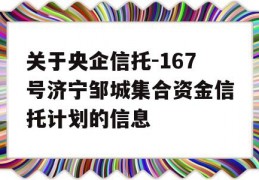 关于央企信托-167号济宁邹城集合资金信托计划的信息