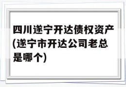 四川遂宁开达债权资产(遂宁市开达公司老总是哪个)