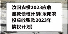 汝阳农投2023应收账款债权计划(汝阳农投应收账款2023年债权计划)