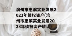 滨州市惠滨实业发展2023年债权资产(滨州市惠滨实业发展2023年债权资产转让)