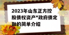 2023年山东正方控股债权资产*政府债定融的简单介绍