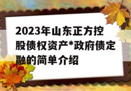 2023年山东正方控股债权资产*政府债定融的简单介绍