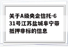 关于A级央企信托-631号江苏盐城阜宁带抵押非标的信息