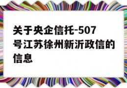 关于央企信托-507号江苏徐州新沂政信的信息