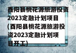 酉阳县桃花源旅游投资2023定融计划项目(酉阳县桃花源旅游投资2023定融计划项目开工)