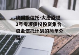 陕国投信托-大唐盛世2号专项债权投资集合资金信托计划的简单介绍