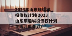 2023年山东硕运城投债权计划(2023山东硕运城投债权计划在哪儿能查到)