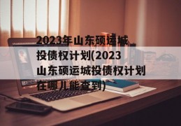 2023年山东硕运城投债权计划(2023山东硕运城投债权计划在哪儿能查到)