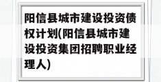 阳信县城市建设投资债权计划(阳信县城市建设投资集团招聘职业经理人)