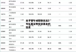 关于智牛城投债优选2号私募证券投资基金的信息