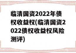 临清国资2022年债权收益权(临清国资2022债权收益权风险测评)