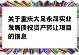 关于重庆大足永晟实业发展债权资产转让项目的信息