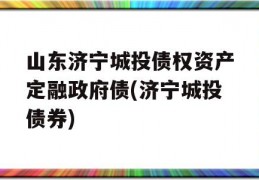 山东济宁城投债权资产定融政府债(济宁城投债券)