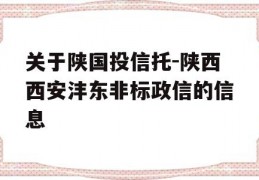 关于陕国投信托-陕西西安沣东非标政信的信息