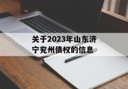 关于2023年山东济宁兖州债权的信息