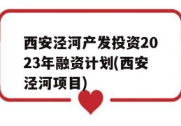 西安泾河产发投资2023年融资计划(西安泾河项目)